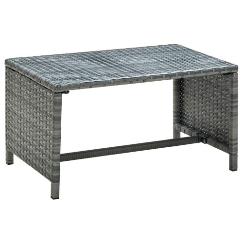  antracitszürke polyrattan dohányzóasztal 70 x 40 x 38 cm