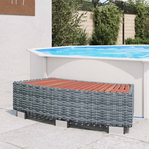 szürke polyrattan spa fellépő 92 x 45 x 25 cm