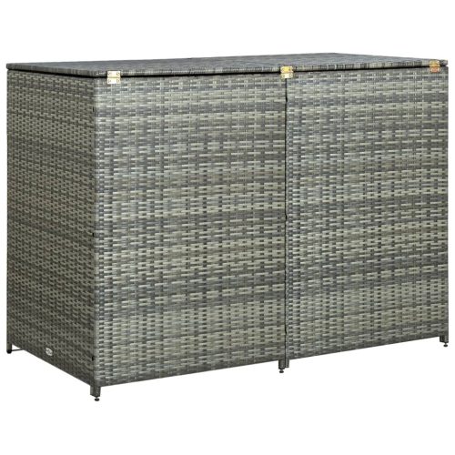 antracit polyrattan dupla tároló gurulós kukához 148x77x111 cm