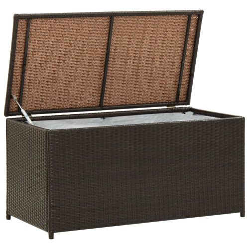  barna polyrattan kerti tárolóláda 100 x 50 x 50 cm