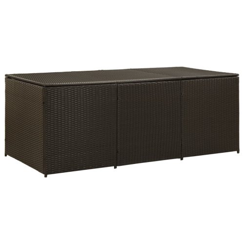 barna polyrattan kerti tárolóláda 180 x 90 x 70 cm