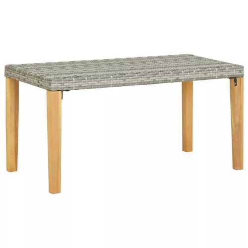 Szürke polyrattan és tömör akácfa kerti pad 120 cm
