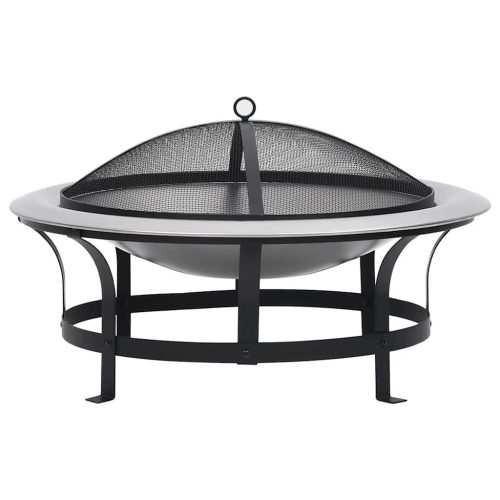 rozsdamentes acél kültéri tűztál grillráccsal 76 cm