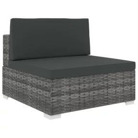  1 db szürke polyrattan moduláris középső kanapé párnákkal