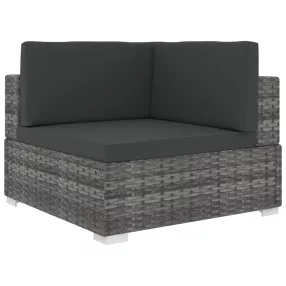 1 db szürke polyrattan moduláris sarokfotel párnákkal
