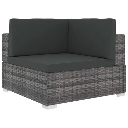 1 db szürke polyrattan moduláris sarokfotel párnákkal