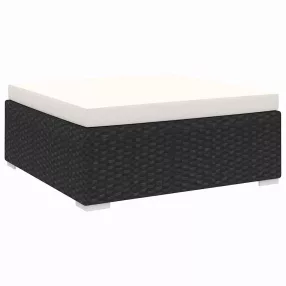 1 db fekete polyrattan moduláris lábtartó párnával