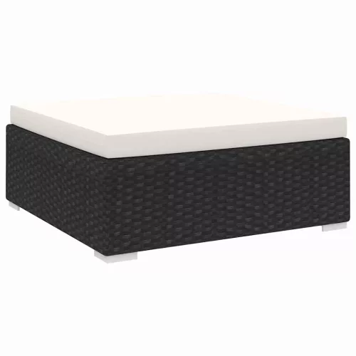 1 db fekete polyrattan moduláris lábtartó párnával