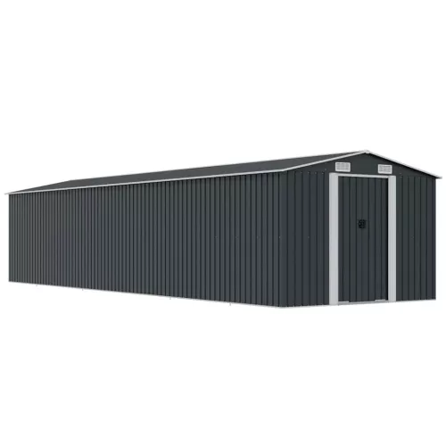 antracitszürke horganyzott acél kerti fészer 257 x 779 x 181 cm