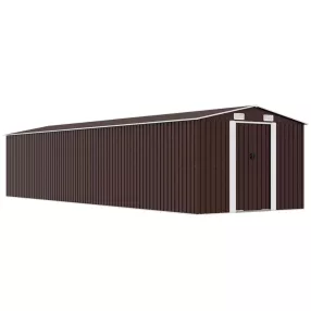 barna horganyzott acél kerti fészer 257 x 779 x 181 cm