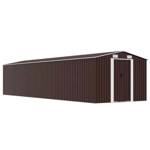 barna horganyzott acél kerti fészer 257 x 779 x 181 cm
