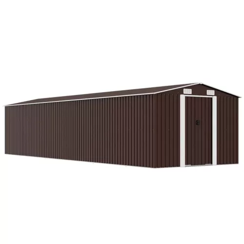 barna horganyzott acél kerti fészer 257 x 1990 x 181 cm