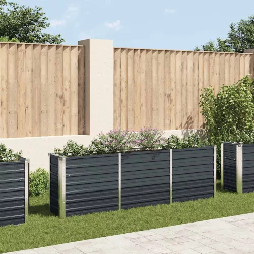 antracitszürke horganyzott acél kerti magaságyás 240x40x77 cm