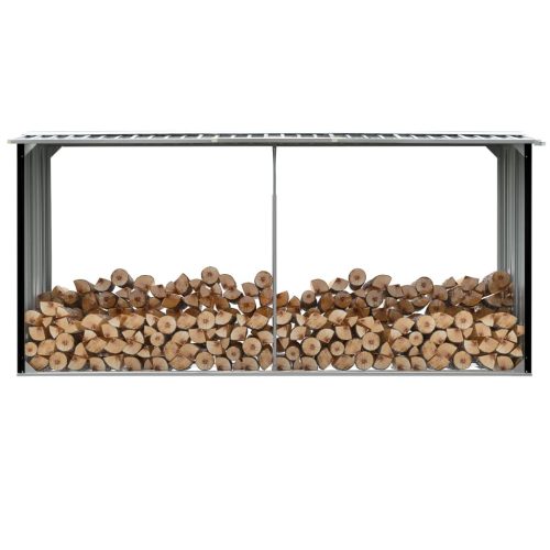antracitszürke horganyzott acél tűzifatároló 330 x 92 x 153 cm