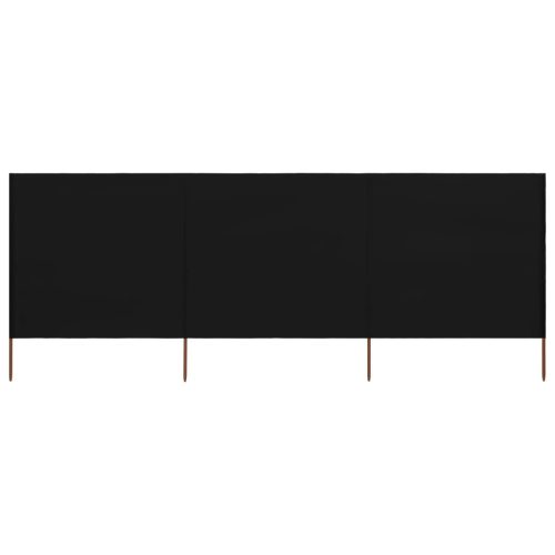 fekete szövet 3-paneles szélfogó 400 x 120 cm
