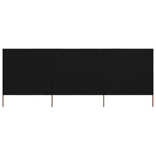 fekete szövet 3-paneles szélfogó 400 x 160 cm