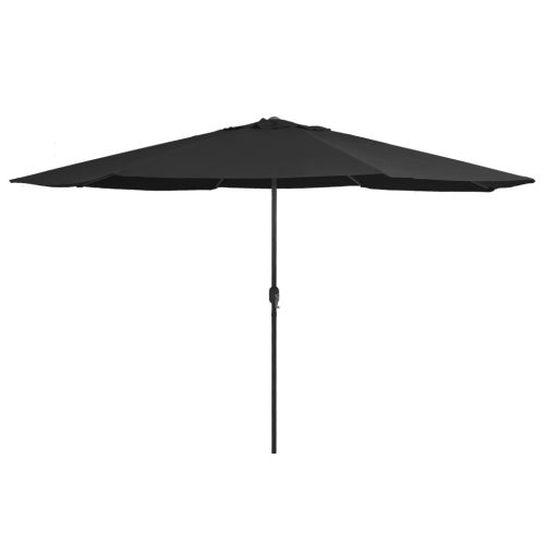 fekete kültéri napernyő fémrúddal 390 cm