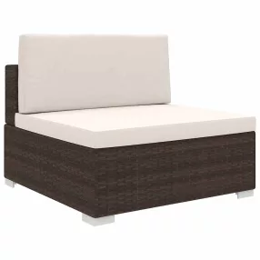 Barna moduláris polyrattan középső kanapé párnákkal