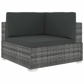 Szürke moduláris polyrattan sarokfotel párnákkal