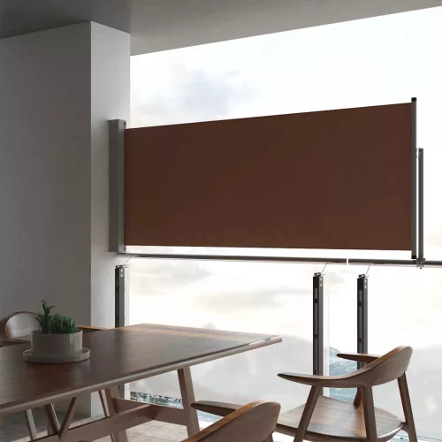 barna behúzható oldalsó teraszi napellenző 100 x 300 cm