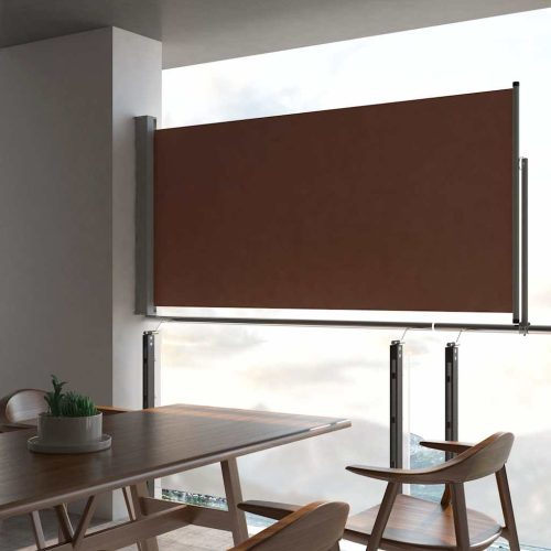 barna behúzható oldalsó teraszi napellenző 120 x 300 cm