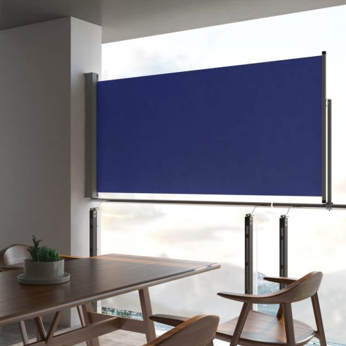 kék behúzható oldalsó teraszi napellenző 120 x 300 cm