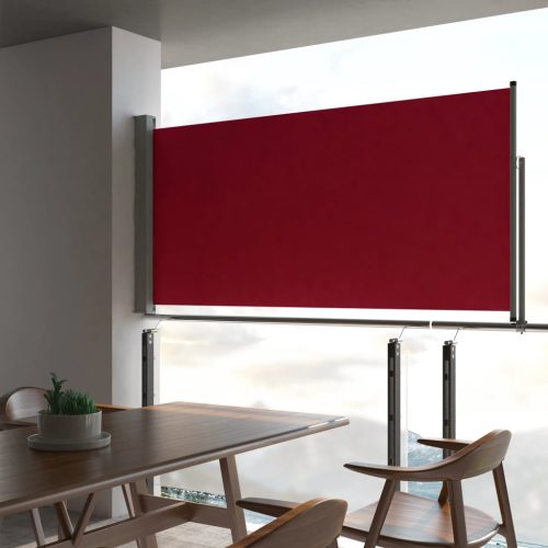 piros behúzható oldalsó teraszi napellenző 120 x 300 cm