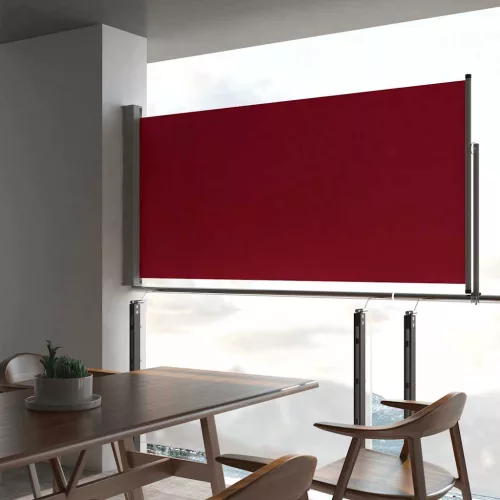piros behúzható oldalsó teraszi napellenző 120 x 300 cm