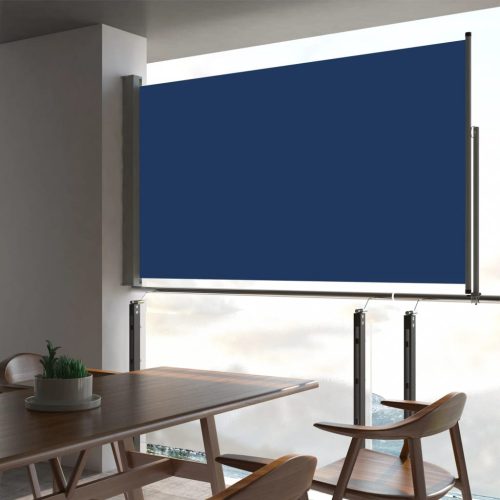 Kék behúzható oldalsó teraszi napellenző 140 x 300 cm