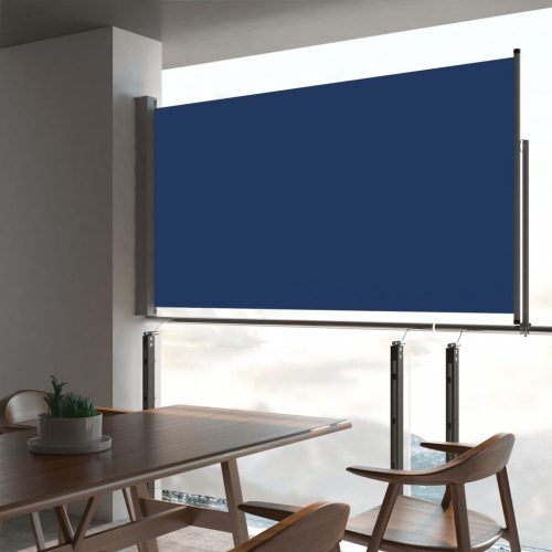 Kék behúzható oldalsó terasz napellenző 160 x 300 cm
