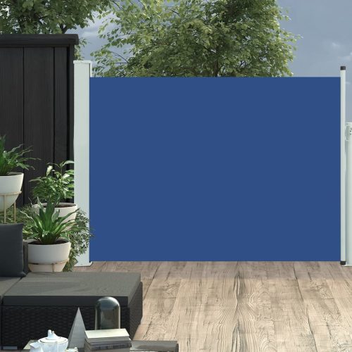 kék behúzható oldalsó teraszi napellenző 100 x 500 cm
