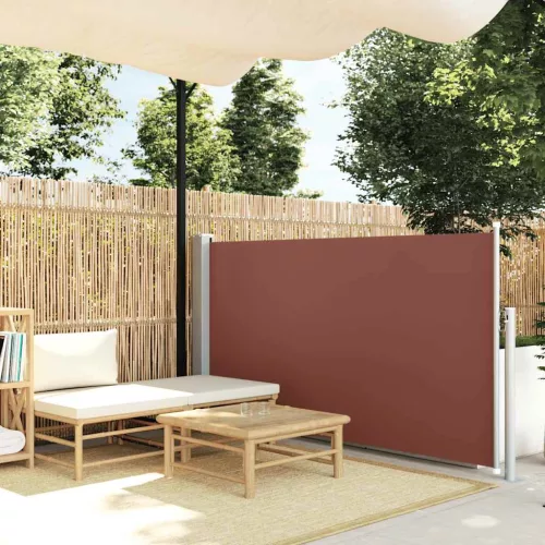 barna behúzható oldalsó teraszi napellenző 100 x 500 cm