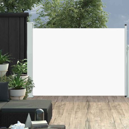 krémszínű behúzható oldalsó teraszi napellenző 120 x 500 cm