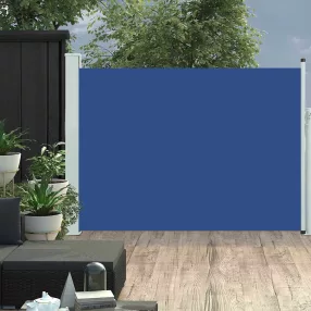 kék behúzható oldalsó teraszi napellenző 120 x 500 cm