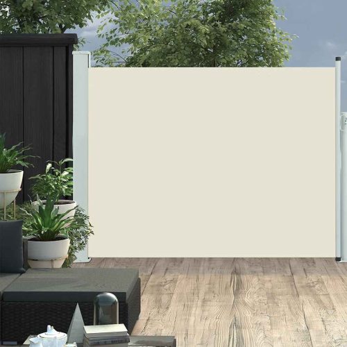 krémszínű kihúzható oldalsó teraszi napellenző 140 x 500 cm