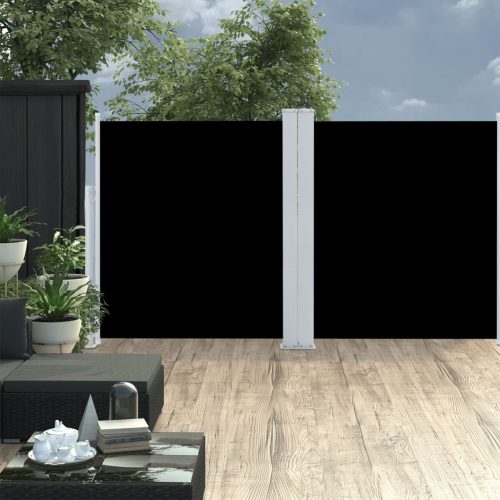 fekete behúzható oldalsó napellenző 140 x 600 cm