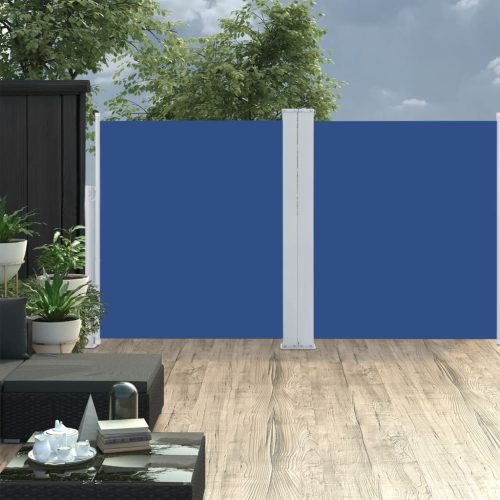 kék behúzható oldalsó napellenző 140 x 600 cm