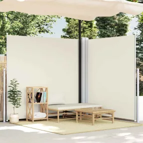   krémszínű behúzható dupla teraszi napellenző 170 x 600 cm