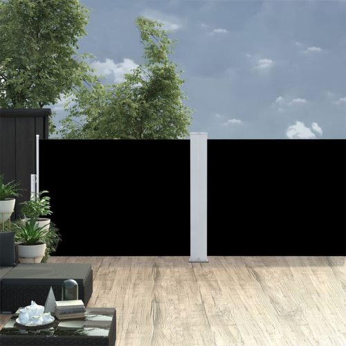 fekete behúzható oldalsó napellenző 120 x 1000 cm