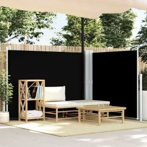 vidaXL fekete behúzható oldalsó napellenző 140 x 1000 cm