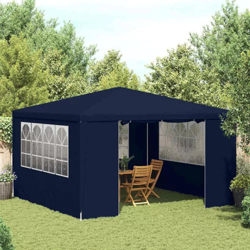 Kék rendezvénysátor oldalfalakkal 4 x 4 m 90 g/m²