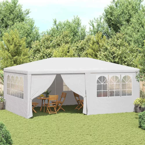Fehér rendezvénysátor oldalfalakkal 4 x 6 m 90 g/m²