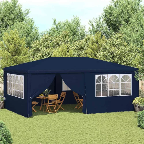 Kék rendezvénysátor oldalfalakkal 4 x 6 m 90 g/m²