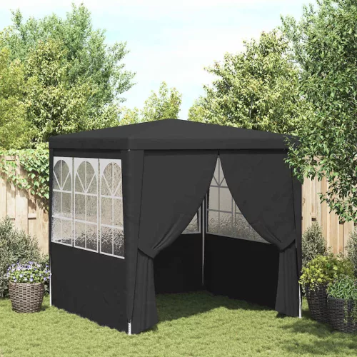 Antracitszürke rendezvénysátor oldalfalakkal 2,5x2,5 m 90 g/m²
