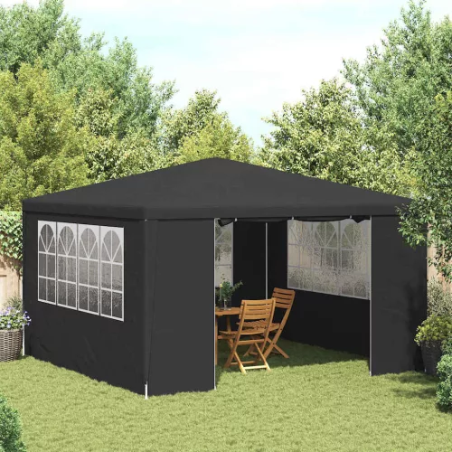 Antracitszürke rendezvénysátor oldalfalakkal 4 x 4 m 90 g/m²