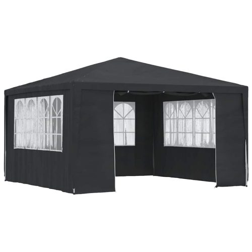 antracitszürke rendezvénysátor oldalfalakkal 4 x 4 m 90 g/m²