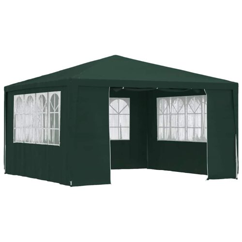 zöld rendezvénysátor oldalfalakkal 4 x 4 m 90 g/m²