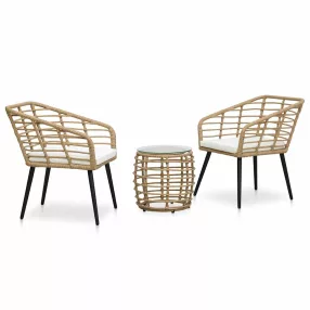 3-darabos tölgyszínű polyrattan bisztrószett