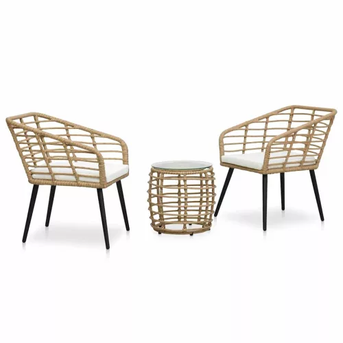 3-darabos tölgyszínű polyrattan bisztrószett