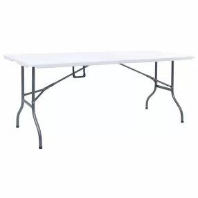 Fehér HDPE összecsukható kerti asztal 180 x 72 x 72 cm